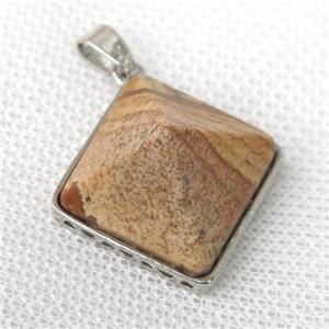 Picture Jasper pyramid pendant, approx 20mm