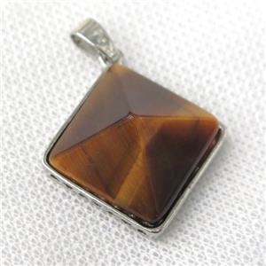 yellow Tiger eye stone pyramid pendant, approx 20mm