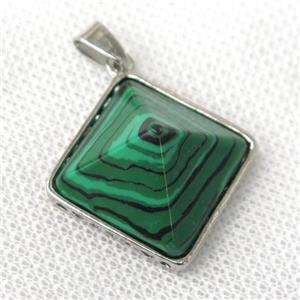 green Malachite pyramid pendant, approx 20mm