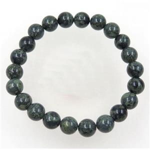 round malachite bead bracelet, stretchy, approx 8mm, 60mm dia