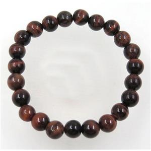 Red Tiger Eye stone bead bracelet, round, stretchy, approx 8mm, 60mm dia