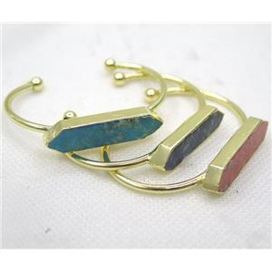 mix Sea Sediment bangle, copper, gold plated, approx 10-34mm, 60mm dia