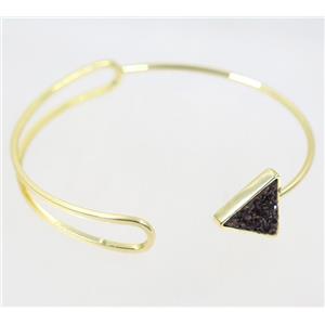 black druzy quartz copper cuff bracelet, gold plated, approx 15-55mm