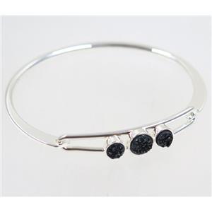 black druzy quartz copper bangle, silver plated, approx 6-60mm