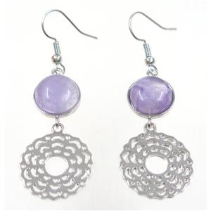 lt.purple amethyst earring, platinum plated, approx 12-60mm