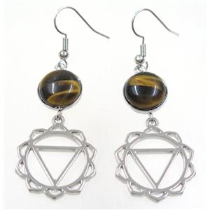 tiger eye stone earring, platinum plated, approx 12-60mm