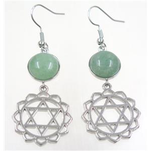 green aventurine earring, platinum plated, approx 12-60mm