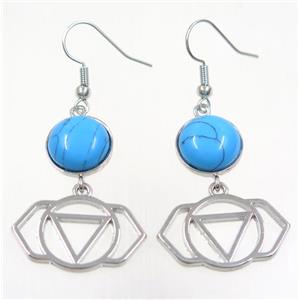 blue turquoise earring, platinum plated, approx 12-60mm