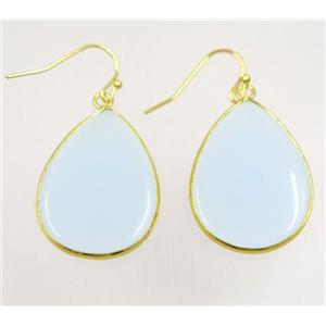 glass Earring, teardrop, gold plated, approx 22-30mm