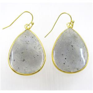 Labradorite Earring, teardrop, gold plated, approx 22-30mm