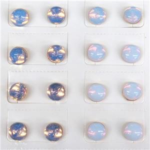 white Opalite Stud Earring, approx 8mm dia