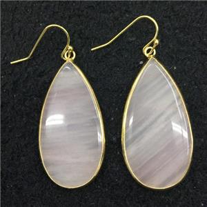 rose quartz earring, teardrop, gold plated, approx 15-37mm