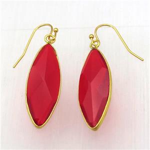 red cat eye glass Hook Earring, eye, gold plated, approx 12-32mm