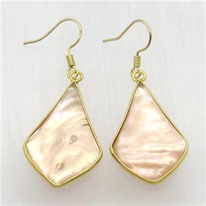 queen Shell teardrop Hook Earring, gold plated, approx 20-32mm