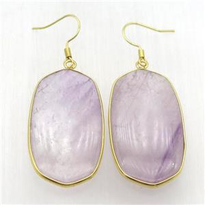 purple Amethyst oval Hook Earring, gold plated, approx 15-32mm