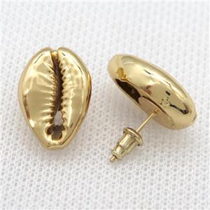 Conch Shell stud Earrings, gold plated, approx 15-20mm