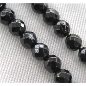 faceted round Black Spinel Beads, approx 6mm dia, 15.5 inches