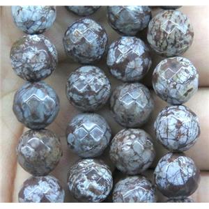 red Snowflake Jasper Beads, faceted round, approx 10mm dia, 15.5 inches