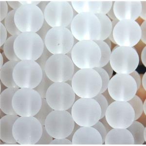 white round matte Clear Quartz Beads, approx 6mm dia