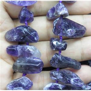 amethyst beads, freeform chip, purple, approx 12-30mm