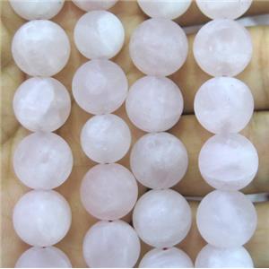 matte rose quartz beads, round, approx 6mm dia