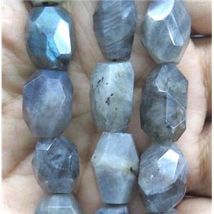 Labradorite beads, faceted freeform, approx 10-16mm