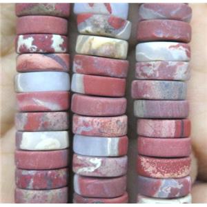 matte Red Jasper Heishi Beads, approx 5x10mm