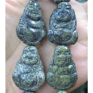 Green Lace Jasper buddha beads, approx 20x30mm, 13pcs per st