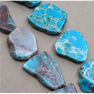 Sea Sediment Jasper bead, slice, freeform, aqua, approx 15-40mm