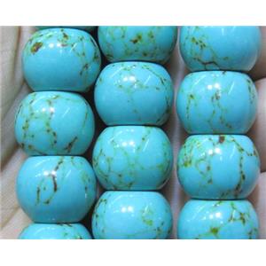 Synthetic Turquoise Beads Blue Smooth Rondelle, approx 12x16mm