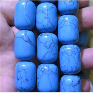 Blue Synthetic Turquoise Beads Barrel, approx 15x21mm