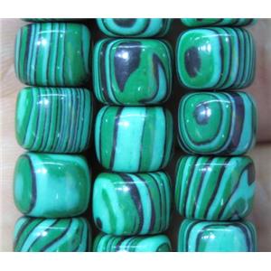 Synthetic Malachite Beads Green Barrel, approx 8x10mm