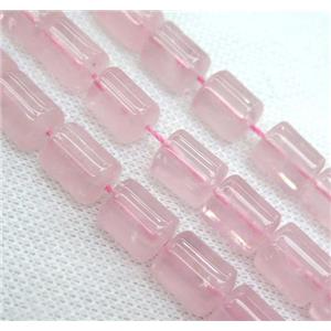 rose quartz beads, 3faces tube, approx 10x13mm