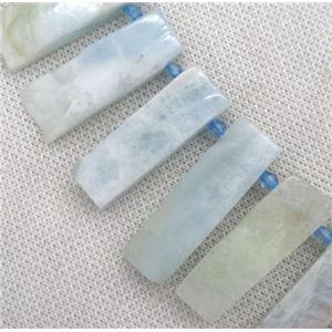 Aquamarine stick beads, blue, approx 12-40mm