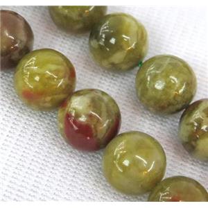 round Green Serpentine Jasper Beads, approx 10mm dia