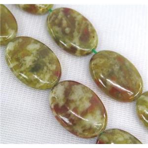 Green Serpentine Jasper Beads, oval, approx 10x14mm