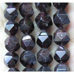 natural Garnet beads cut round darkred, approx 8mm dia