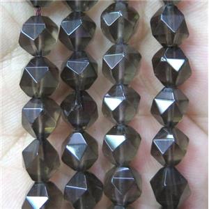 Smoky Quartz beads cut round, approx 8mm dia