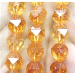 natural Citrine beads cut round golden dye, approx 12mm dia