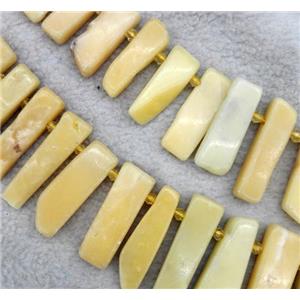 Lemon jade collar beads, stick, yellow, approx 12-40mm