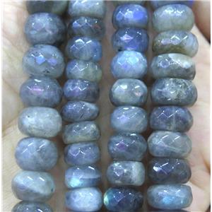 Labradorite bead, faceted rondelle, approx 12mm dia