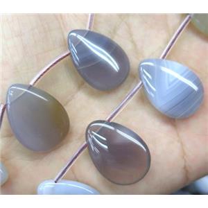 natural Botswana Agate beads, teardrop, grey, approx 18x25mm