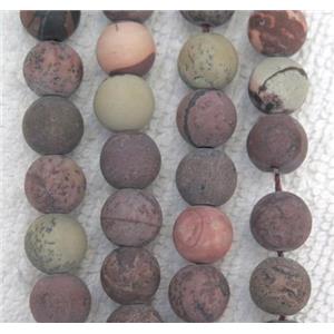 round matte Chinese Chohua Jasper Beads, red, approx 10mm dia