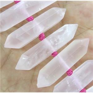 Rose Quartz Bullet Beads, point, matte, pink, approx 20-40mm