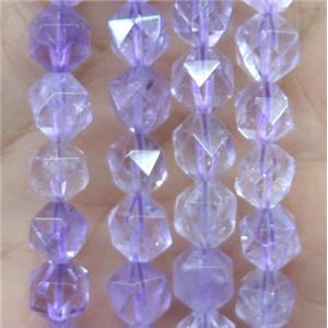 natural Amethyst beads cut round lt.purple, approx 12mm dia