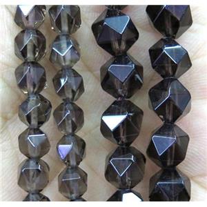 Smoky Quartz beads cut round, approx 6mm dia