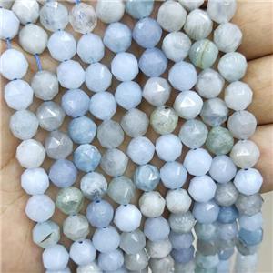 natural Aquamarine beads cut round, approx 8mm dia