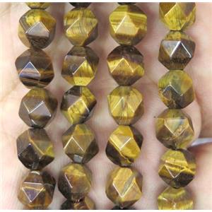 round tiger eye stone beads, starcut, yellow, approx 6mm dia