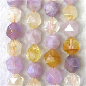 Amethyst citrine beads cut round, approx 10mm dia