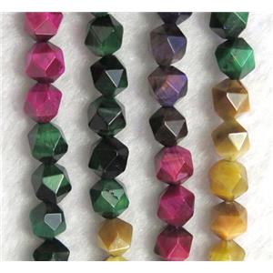 tiger eye stone beads cut round mix color, approx 8mm dia